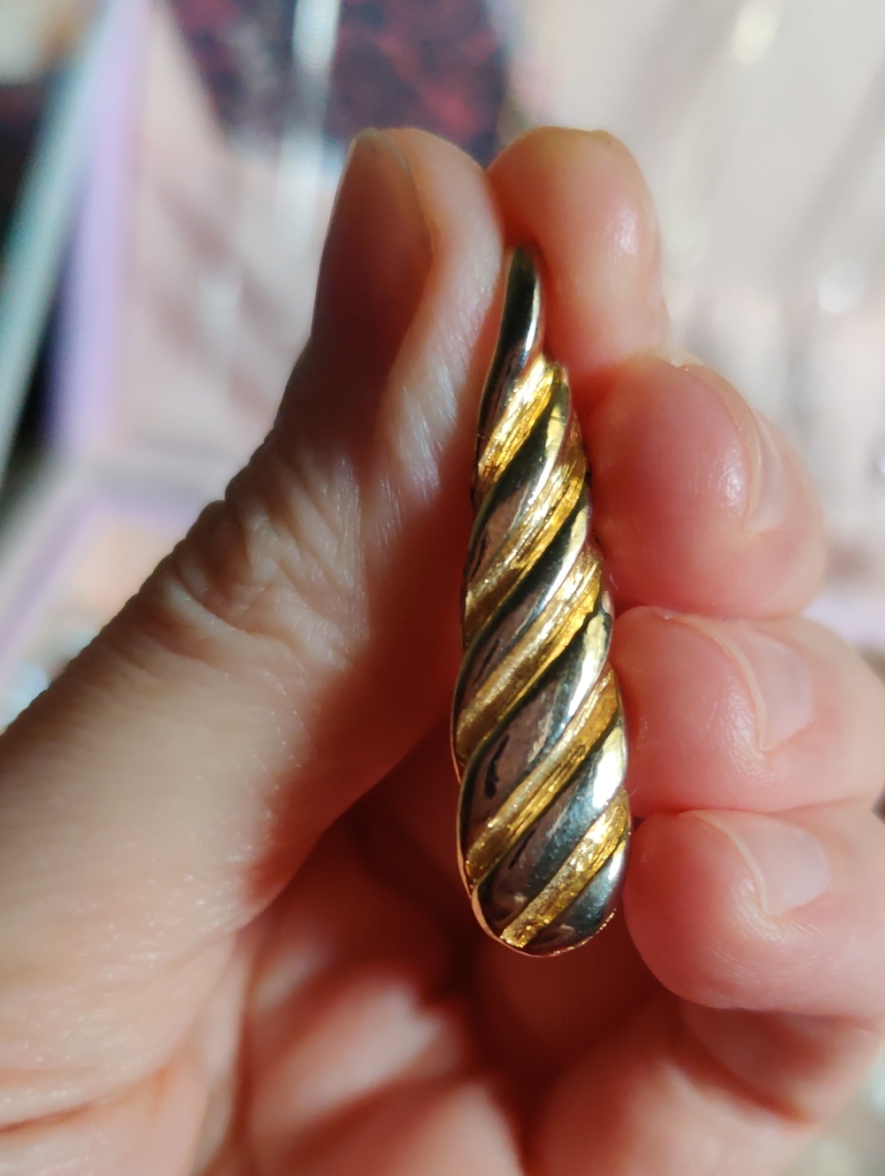 Vintage Gold Tone Unicorn Horn Pendant (Rare Find)